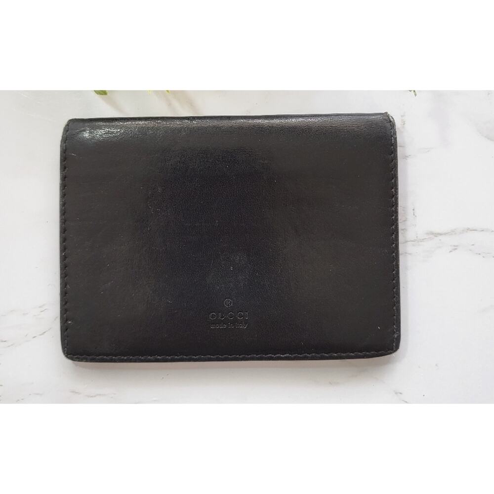 VINTAGE GUCCI BLACK LEATHER ID CARD HOLDER BIFOLD WALLET
